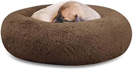 SAVFOX Calming Donut Dog Bed, 20", Brown