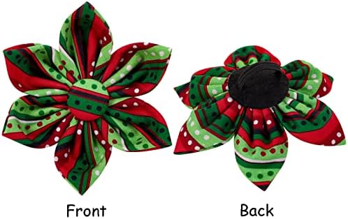 Lionet Paws Christmas Dog Collar with Flower, Dog Flower Collar with Metal Buckle for Dogs and Cats, Adjustable Comfortable Dog Collar Girl Gift, S, Neck 10-16 in