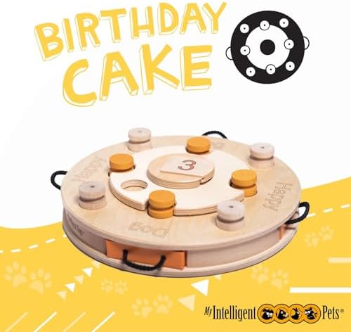 Birthday Cake Interactive Dog Puzzle Toy Level 4-21 Treat Compartments, Adjustable Difficulty - Mental Stimulation, Enrichment Game for Smart Dogs | Intelligence Toy for Dogs Mental Load - Interactive Toy Dog, Thinking Games for Dogs
