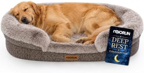 Miorun Fluffy Orthopedic Dog Beds Large Sized Dog, 43" Bolster Sofa Bed