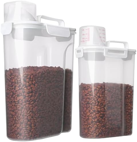 TIOVERY Dog Food Storage Container, 2-Pack, 7 Lbs, food grade plastic, White