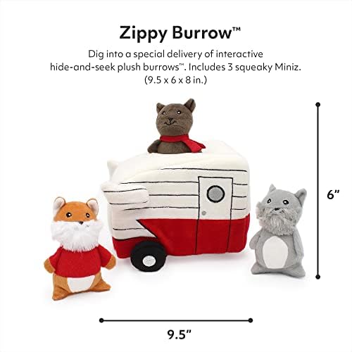 ZippyPaws Burrow Interactive Dog & Puppy Toys for Boredom- Retro Camper | Stimulating Pet Products to Keep them Busy, Hide & Seek Plush Dog Puzzle, Enrichment Squeaky Toy, For Small & Medium Dogs