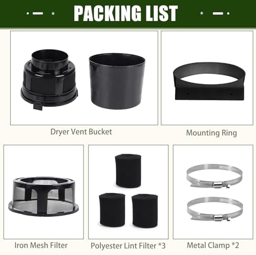 Upgraded Version - VIWINVELA 3 IN 1 Indoor Dryer Vent Kit with Lint Trap Dryer Lint Catcher Water Filter Bucket for Electric Dryer (Black Dryer Vent Bucket without Hose)