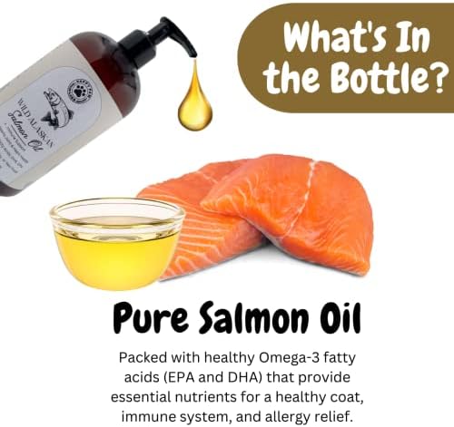 Pure Wild Alaskan Salmon Oil for Dogs & Cats - Omega 3 Skin & Coat Supplement, Natural EPA + DHA Fatty Acids for Joint Function, Brain, Immune & Heart Health (8 FL OZ)