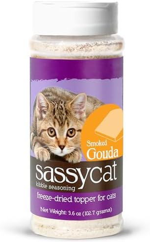 Herbsmith Sassy Cat Kibble Seasoning – Freeze Dried Smoked Gouda – Gourmet Food Topper for Picky Eaters – 100% Human-Grade Cheese for Cats - 3.6 oz