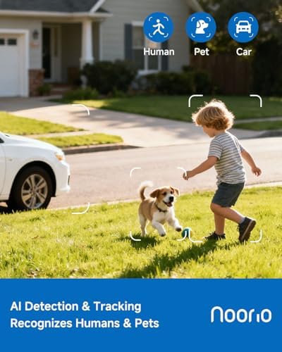 Noorio 2K IP66 Magnetic Security Camera, AI Detection,Compatible with Alexa,B211S