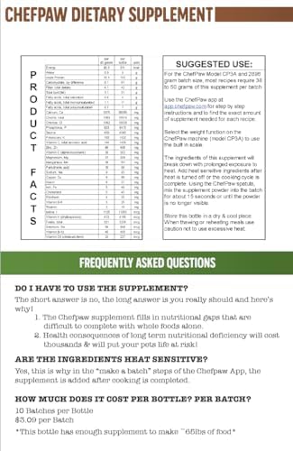 ChefPaw Nutrition Booster for Dogs – Multivitamin Powder with 25+ Essential Nutrients & Calcium – All-Natural Dog Supplement for Homemade & Fresh Food Diets – Supports Bones, Immunity & Overall Health