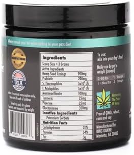 King Kanine Strong Plus Probiotic, Protein & Joints 6 oz | Organic Powder to Improve Join Mobility & Gut Health | Supplement for Dogs Care Made with Minerals & Vitamins | Veterinarian Approved