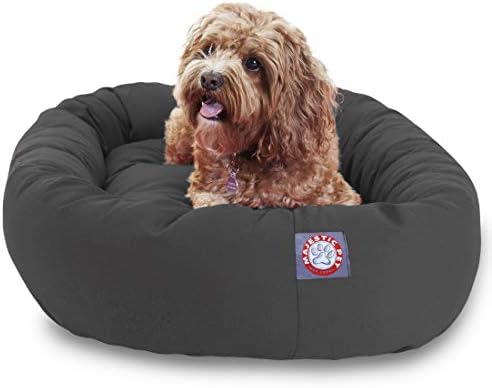 Majestic Pet Bagel Calming Dog Bed, 32 Inch Medium, Round, Washable, Gray