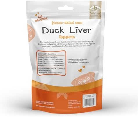 Fieldcrest Farms Freeze-Dried Duck Liver Dog Food Topper or Treat, 100% Single Ingredient Duck Liver, High-Protein, Raw & Grain-Free, 12 oz