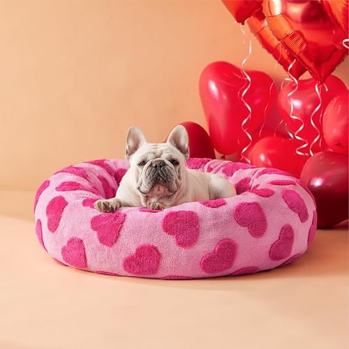 LE SURE Shown on TV Jacquard Donut Dog Beds Medium,Lover Hearts 30x30x8in