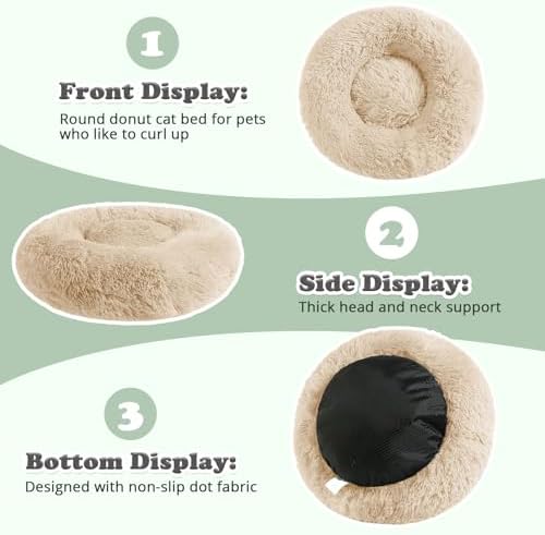JOLLYVOGUE 23" Calming Donut Dog & Cat Bed