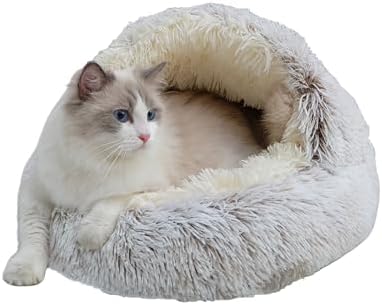 ZaneSun Calming Dog Bed & Cat Cave, Coffee, 25.6"x25.6"