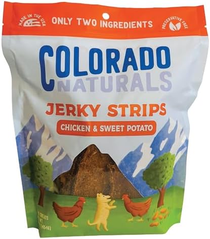 Colorado Naturals Chicken & Sweet Potato Jerky Strips Dog Treats, 16 oz – All-Natural, Made in USA, No Fillers or Preservatives – Promote Bone and Joint Health