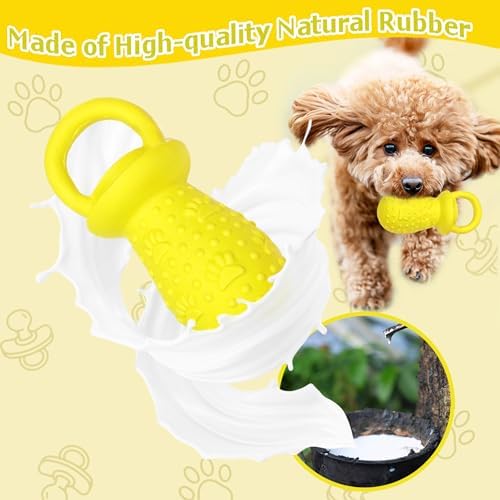 Latex Chew Dog Toys, Novelty Squeaky Pacifier Dog Toys, 5.2" Durable Pacifier Dog Chew Toys for Small and Medium Dogs(Yellow,1 Pcs)