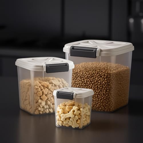 LivLab Mker 20 lb Stackable Pet Food Storage Containers, 3 Pack