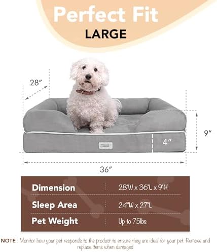 Friends Forever Chester Calming Orthopedic Dog Bed, Cocoa Brown, 36"x28"x9"