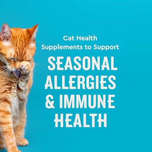 VetIQ Allergy Pro+ Relief, Cat Allergy Treats, Supplement & Vitamins with Probiotics, Fish Oil, Tart Cherry, Skin & Coat Support, Sneezing & Itching Relief, Seasonal Allergies, 3.7oz