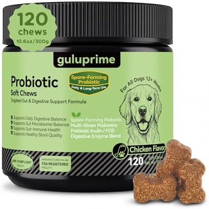 Probiotics for Dogs: Dog Probiotic Soft Chews with Spore Probiotic, 120ct