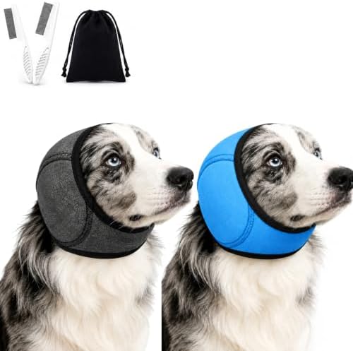 Dog Ear Muffs Noise Protection, Adjustable No-Flap Dog Ear Cover for Fireworks, Thunderstorms, Grooming, Blow Drying