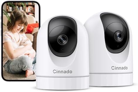 Cinnado 2K Indoor Security Camera with Alert for Pet/Cat/Nanny, D1 2Pack