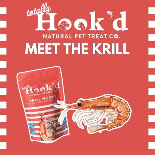 Totally Hook'd Freeze‑Dried Single‑Ingredient Treats, High‑Protein Omega-3 Training Snack for Dogs & Cats (1 Ounce, Krill)