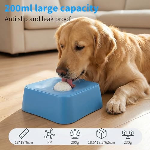 Slow Feeder Dog Lick Bowl for Liquid Treats-Bone Broth & Yogurt Mat for Dogs,3/4 Cup Capacity Calming Enrichment Toy for Post-Op Recovery or Dietary Supplement-for Large Medium Small Breeds. (Blue)