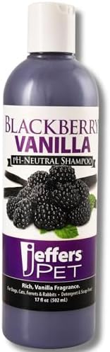 Jeffers Pet BlackBerry Vanilla Shampoo for Dogs & Cats, 17 oz – Coconut Based Soap Free Grooming Shampoo, pH Balanced Pet Wash, BlackBerry Tinted Vanilla Scent, Gentle Cleanser for Puppies & Kittens