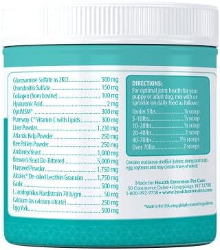 Health Extension Chondroitin with Glucosamine for Dogs, 8oz - Arthritis Pain Relief, Joint & Hip Supplement, Cheese Flavored Powder