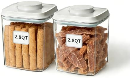 Dog Food Storage Containers Set with One-Touch Lid, 2-Pack, 2.8 QT