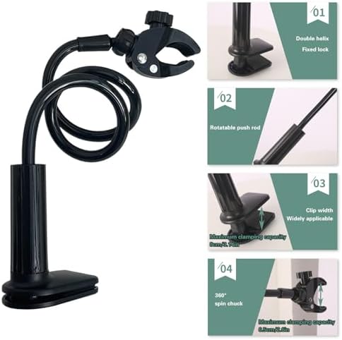 Dog Hair Dryer Holder, Black Alloy Adjustable Lazy Hair Dryer | Hands Free Stand with 360° Rotatable Clamp for Pet Dog Cat Grooming