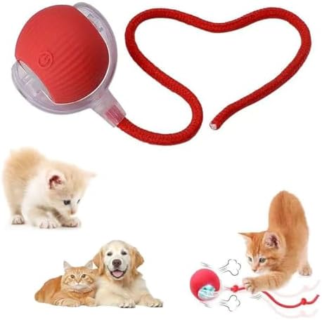 Interactive Pet Toy Ball, 2026 Automatic Dog Toy Interactive Dog Cat Toy Ball Dog & Cat Electric Active Toys, Smart Chase Pet Toy Ball for Dogs for Large Small Dogs Motion Activated (Red)