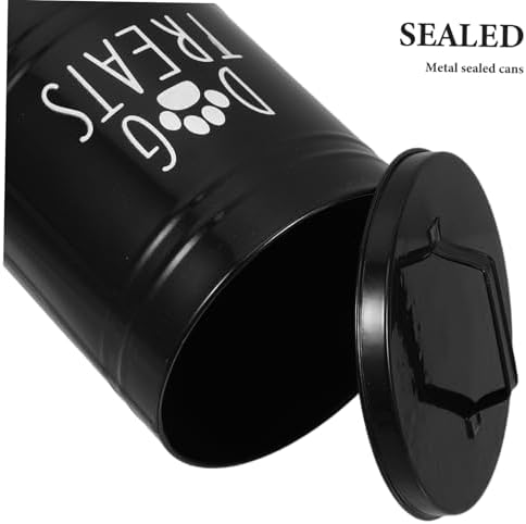KICHOUSE Dog Food Storage with Airtight Metal Lid Treats Holder for Food Bin Space-saving, 1-Pack, 1 Count, iron, Black