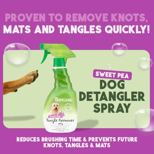 TropiClean Dog Detangler Spray Dematting, Leave-in Conditioner, 16oz. | Dematting Spray | Sweet Refreshing Scent | For Doodles & All Coat Types | Made in USA