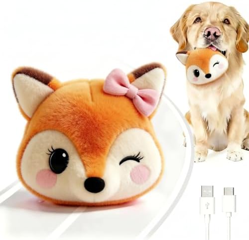 Interactive Dog Toys, for Small Medium Large Dogs to Keep Them Busy(Fox) | Cozisvoker Dog Ball Plush Chew Pet Toys,Rechargeable Automatic Electronic Dog Toy with Bouncing Ball Music & Recording