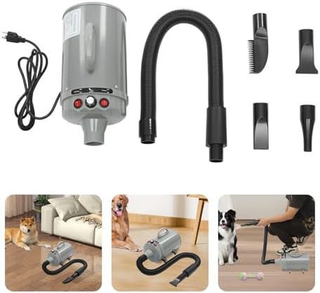 Dog Dryer, 2.95HP/2200W Pet Hair Dryer, Pet Grooming Dryer with 4 Nozzles, High Velocity Dyer with Adjustable Wind Speed and 2 Temperature Control, Quick Drying, Low Noise