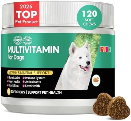 Multivitamin for Dogs, Chicken Flavor, 120 Count | Essential Vitamins & Minerals, Skin & Coat Health, Immune Support, Heart & Liver Care