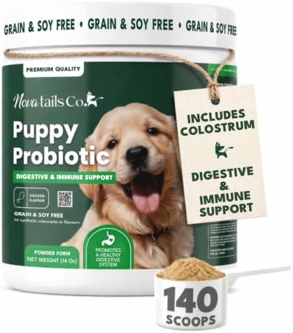 Puppy Probiotic Powder + Colostrum - NovaTails, Gut Health, 14oz