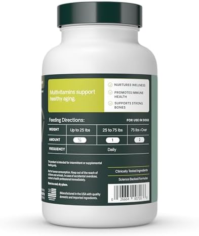 VetriScience Senior 27+ Active Health Chewable Tablets, Veggie, 60 Count | Canine Plus Daily Multivitamin for Senior Dogs, Balanced Vitamins, Minerals & Antioxidants, Aging & Wellness Support