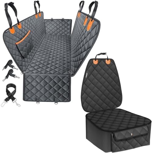 URPOWER Dog Car Seat Cover - Back & Front Seat Cover with Pocket