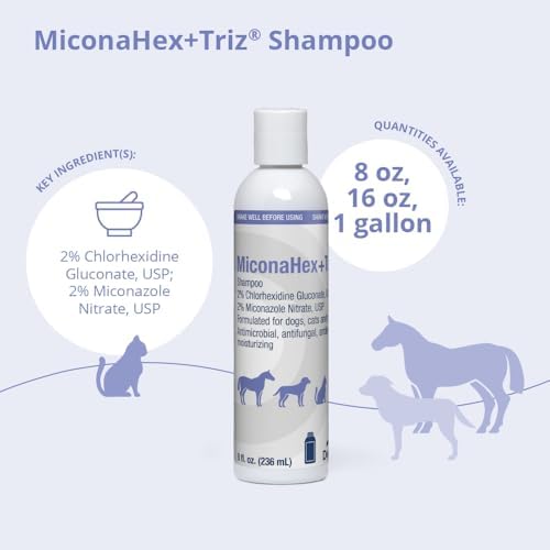 MiconaHex+Triz Shampoo for Dogs, Cats and Horses, 8 oz | Antibiofilm, Moisturizing; Packaging May Vary