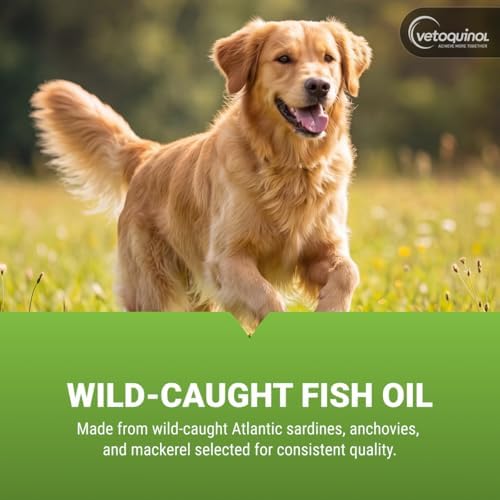 Vetoquinol Triglyceride Omega - Fish Oil for Dogs & Cats - Supports Healthy Skin, Coat & Normal Immune Response - Supplement with Vitamin Blend for Heart, Eye, Bone & Muscle Support - 250 Capsules