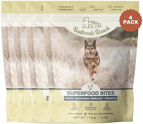 BADLANDS RANCH Superfood Bite Chicken Dog Treats, 4 oz, 4-Pack