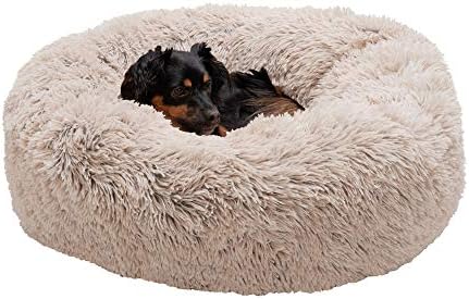 Furhaven Calming Donut Dog Bed, 30", Medium, Taupe
