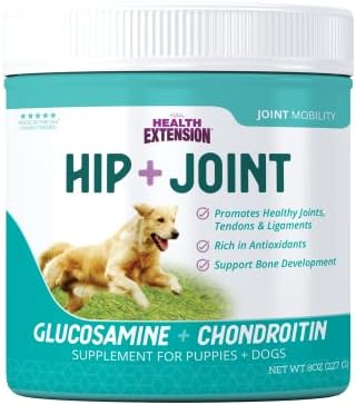 Health Extension Chondroitin with Glucosamine for Dogs, 8oz - Arthritis Pain Relief, Joint & Hip Supplement, Cheese Flavored Powder