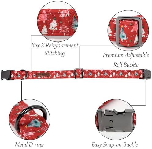 Lionet Paws Christmas Dog Collar with Sailor Bow, Cute Christmas Tree Red Dog Collar Bow Tie for Puppies and Cats, XS, Neck 8-12 inches