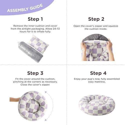 LE SURE Shown on TV Jacquard Donut Cute Small Dog Beds,Purple 23x23x7in