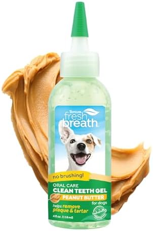 TropiClean No Brush Dog Toothpaste for Teeth Cleaning, Peanut Butter, 4oz