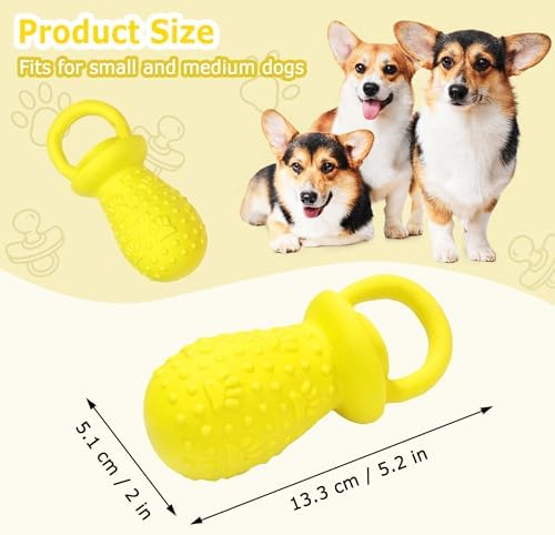 Latex Chew Dog Toys, Novelty Squeaky Pacifier Dog Toys, 5.2" Durable Pacifier Dog Chew Toys for Small and Medium Dogs(Yellow,1 Pcs)
