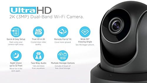 Amcrest UltraHD 2K (3MP/2304TVL) WiFi Video Security IP Camera with Pan/Tilt, Dual Band 5ghz/2.4ghz, Two-Way Audio, 3-Megapixel @ 20FPS, Wide 90° Viewing Angle and Night Vision IP3M-941B (Black)